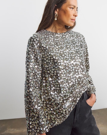 Joanna Hope Long Sleeve Beaded Top