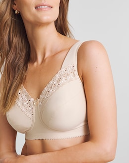 Miss Mary of Sweden Broderie Anglaise Cotton Non Wired Bra Skintone