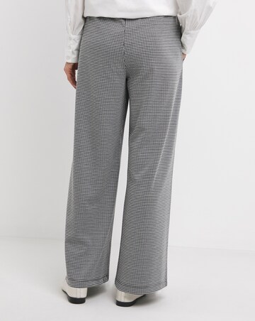 Houndstooth Stretch Ponte Pull On Wide Leg Trouser