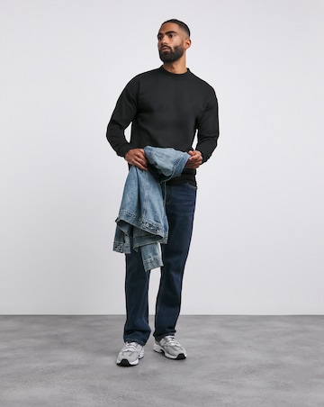 Interlock Relaxed Fit High Neck Sweatshirt- Black
