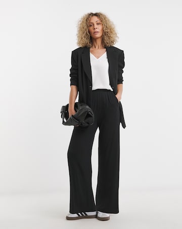 Black Jersey Wide Leg Trousers