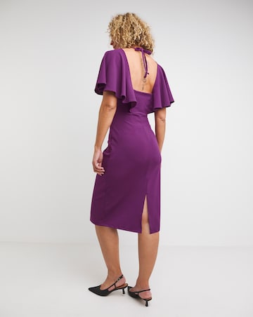 Marilyn Cape Sleeve Scuba Crepe Dress