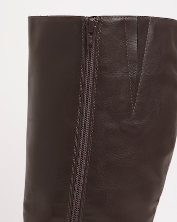 Eden Buckle Detail Knee High Boots - Wide Fit (E) & Super Curvy Calf