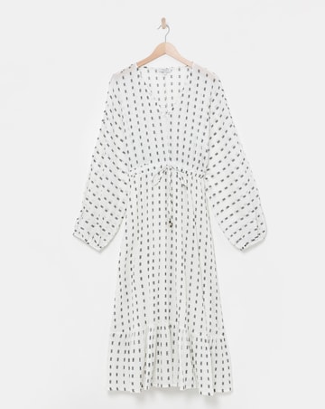 Cotton Dobby Balloon Sleeve Maxi Dress