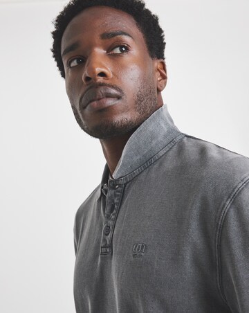 Union Garment Dyed Long Sleeve Polo-Grey