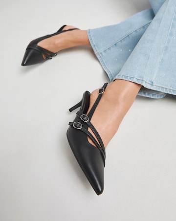 Montana Buckle Detail Kitten Heel Slingbacks - Extra Wide Fit (EEE)