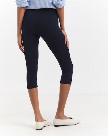 Navy Cropped Jersey Leggings