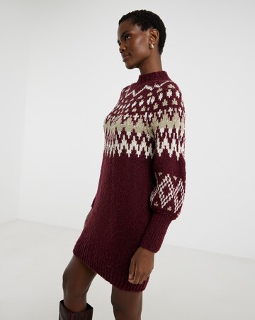 Berry Fairisle Jumper Dress