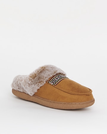 Cushion Walk Faux Fur Cosy Stitch Slippers E Fit
