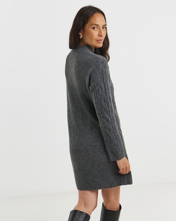 Charcoal Cable Knitted Jumper Dress