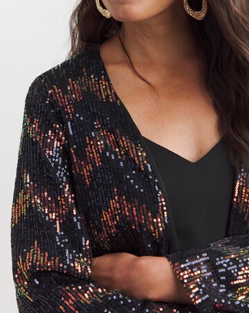 Zig Zag Sequin Longline Cardi