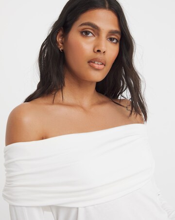 Cream Long Sleeve Bardot Top