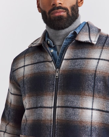Faux Wool Check Zip Detail Shacket