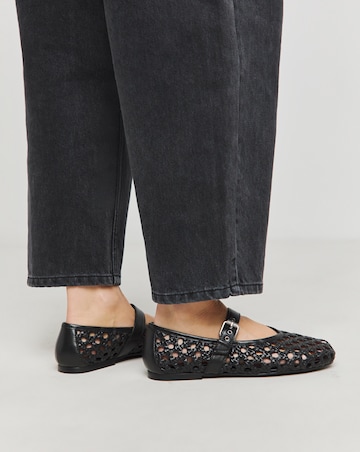 Anthology Valerian Leather Woven Mary Jane Ballerinas Wide E Fit