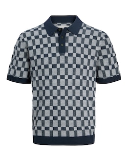 Jack &amp; Jones Premium Alvin Pattern Knitted Polo - Navy