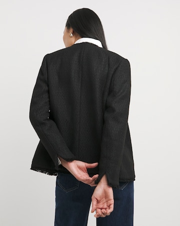 Collarless Boucle Blazer