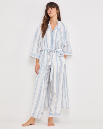 Stripe Linen Midi Dressing Gown
