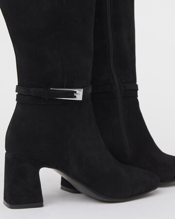 Alfie Heeled Leather Knee High Boots Trim - Extra Wide Fit (EEE) & Curvy Calf