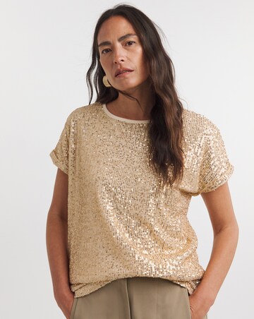 Gold Sequin Longline Top
