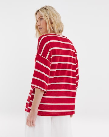 Stripe Textured V-Neck T-Shirt