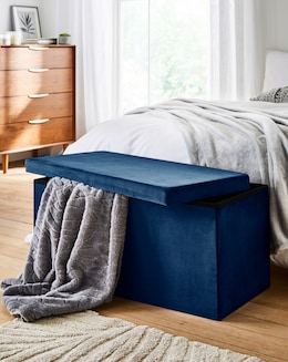 Velvet Foldable Storage Ottoman