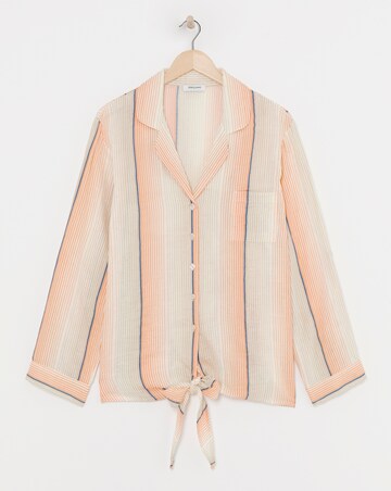 Stripe Button Through Tie Waist Cotton Cheesecloth Lounge Set