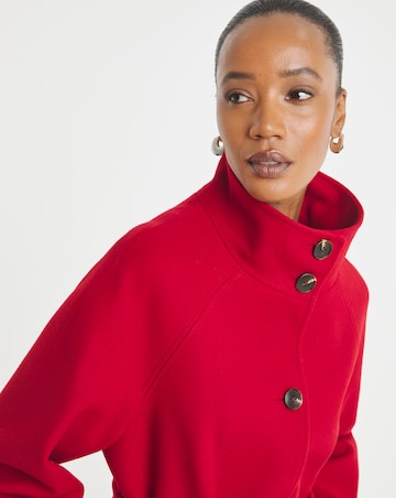 Red Funnel Neck Longline Coat