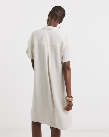 Linen Mix Collared Tunic Dress
