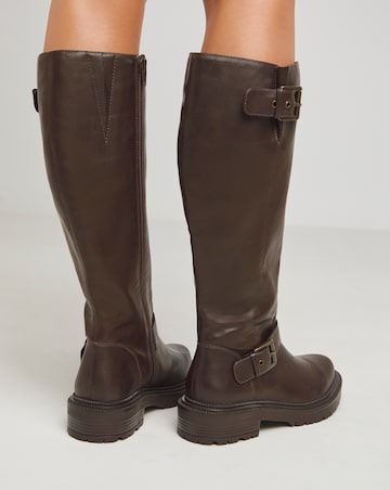 Eden Buckle Detail Knee High Boots - Wide Fit (E) & Super Curvy Calf