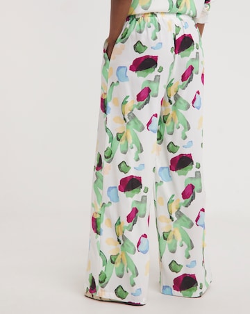 Printed Textured Wide Leg Trousers