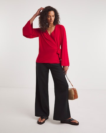 Flared Sleeve Wrap Top