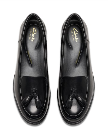 Clarks Black Havisham Leather Tassel Loafer