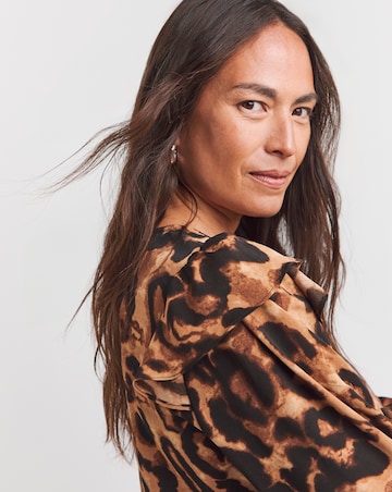 Frill Detail Smock Blouse - Leopard