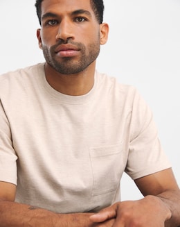 Textured Marl Relaxed Fit Pocket T-Shirt Long