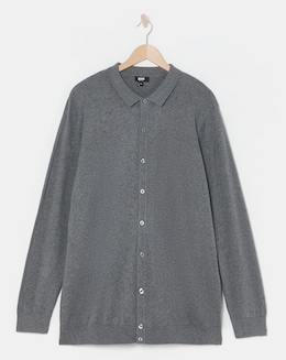 Cashmere Button Through Long Sleeve Polo