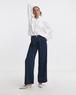 Indigo Wide Leg Jeans with Tencel TM Lyocell
