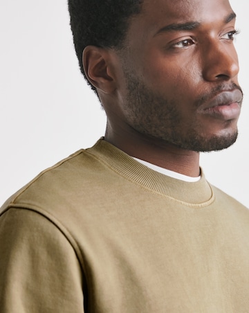 Union Garment Dyed Relaxed Fit Crew Neck Sweat- Tan