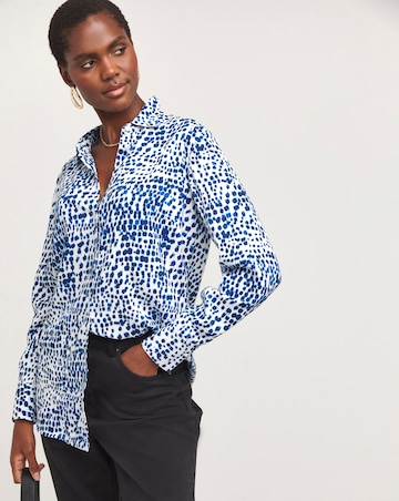 Womens Dipped Back Shirt - Blue Print