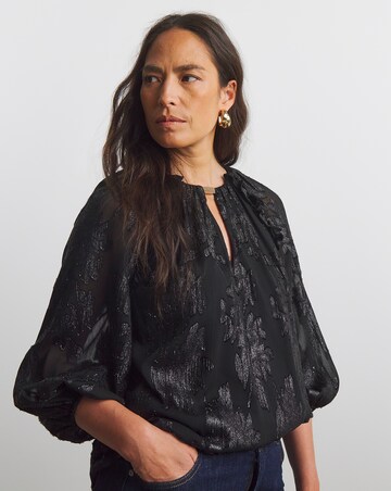 Joanna Hope Long Sleeve Lurex Blouse