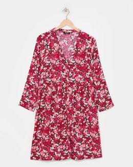 Pink Floral Relaxed Button Through Smock Dress