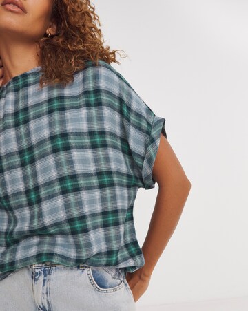 Check Boxy Short Sleeve Top