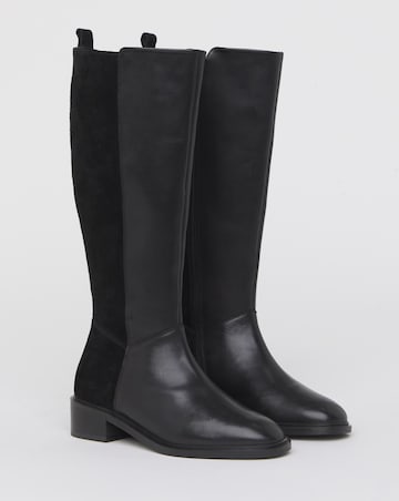 Fiona Leather and Suede Mix Riding Boots - Wide Fit (E) & Curvy Calf