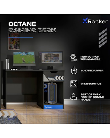 Octane Gaming Desk with Drawer Blue