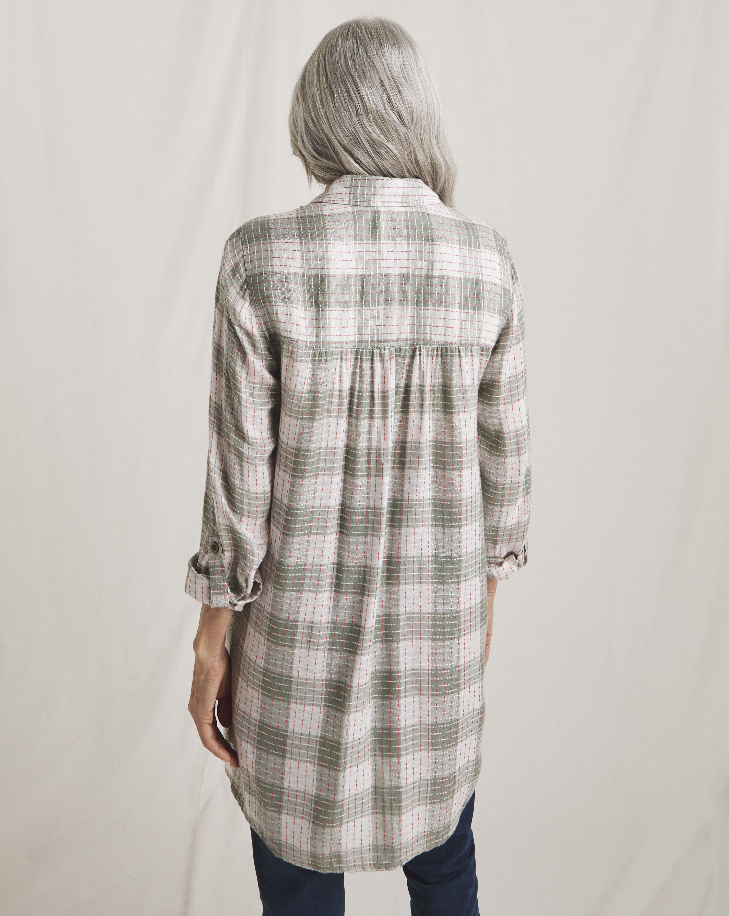 Julipa Embroidered Check Longline Shirt