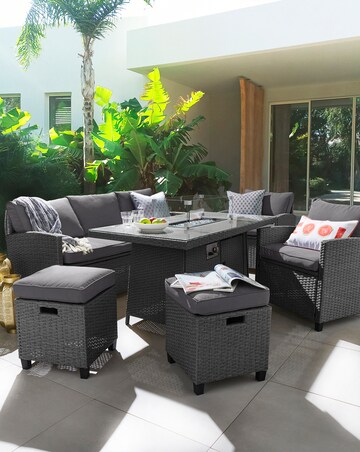Amalfi Lounge Dining Set With Firepit