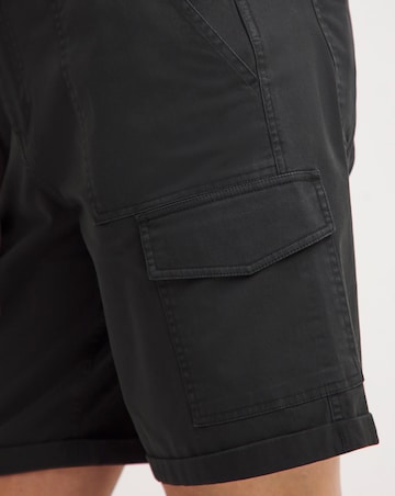 Black Stretch Cotton Cargo Shorts