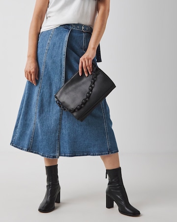 Light Blue Wrap Midi Denim Skirt