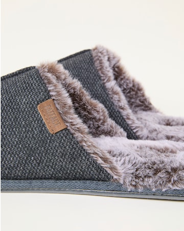 FatFace Harvey Check Mule Slipper - Grey