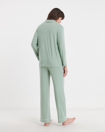 Figleaves Modal Picot Trim Button Through Pyjama Set