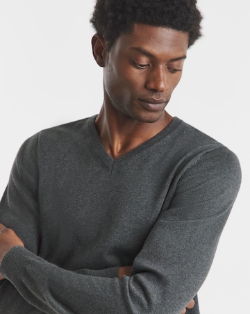 Cotton Knitted V Neck Jumper Long